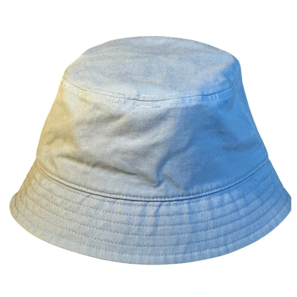 Abercrombie Bucket Hat Womens OS Light Blue Sunflower Embroidered Cotton
